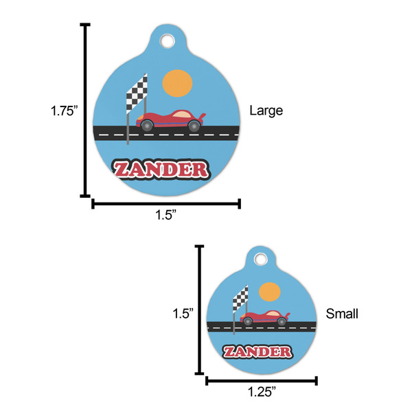 Race Car Round Pet ID Tag - Large - Comparison Scale