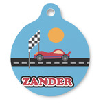 Race Car Round Pet ID Tag (Personalized)