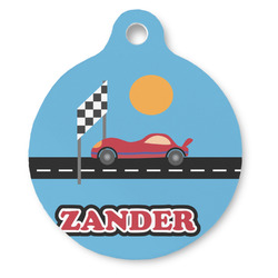 Race Car Round Pet ID Tag - Large (Personalized)