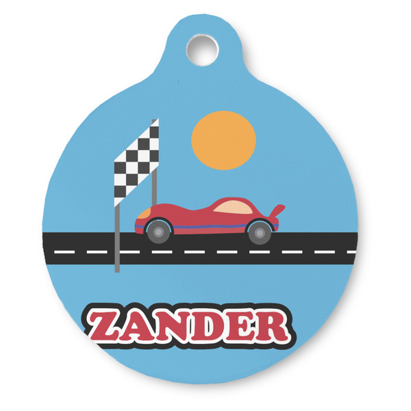 Custom Race Car Round Pet ID Tag - Large (Personalized)