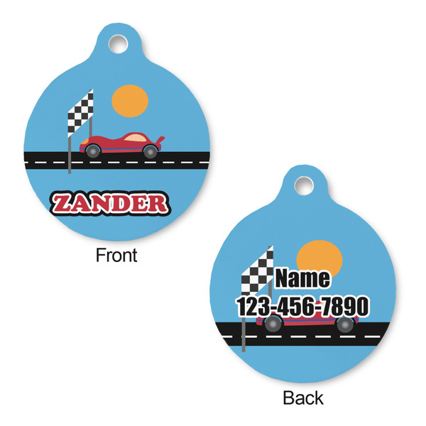 Race Car Round Pet Tag - Front & Back