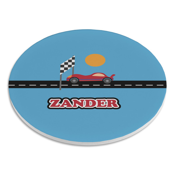 Race Car Round Stone Trivet - Angle View