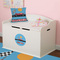 Race Car Round Wall Decal on Toy Chest