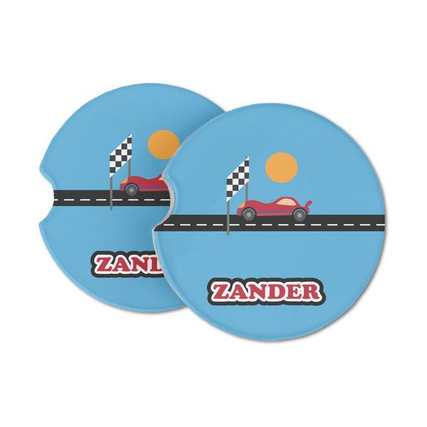 Custom Race Car Sandstone Car Coasters - Set of 2 (Personalized)