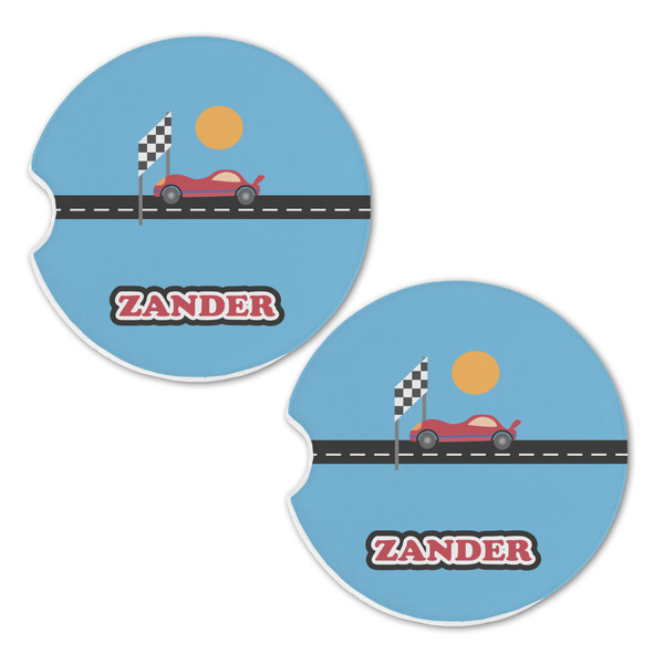 Race Car Sandstone Car Coasters - Set of 2