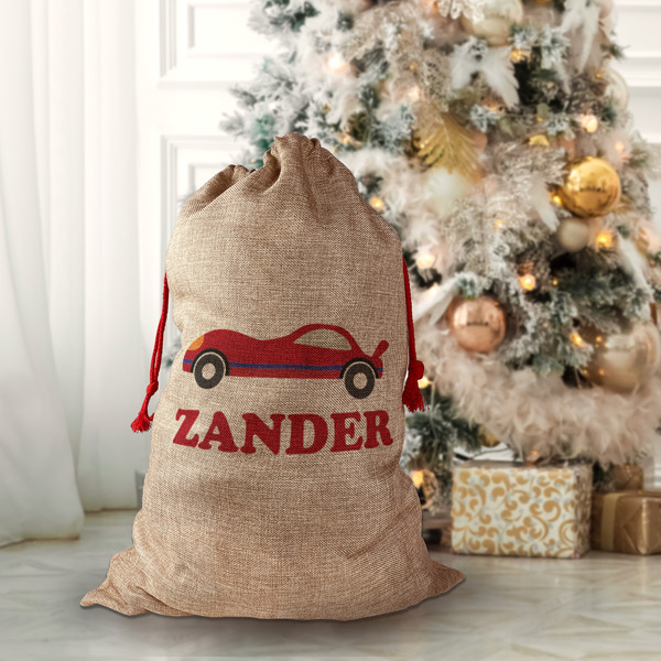 Race Car Santa Bag - Front (stuffed)