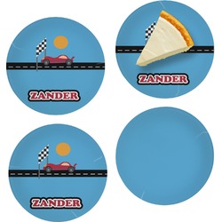 Race Car Set of 4 Glass Appetizer / Dessert Plate 8" (Personalized)