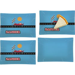 Race Car Set of 4 Glass Rectangular Appetizer / Dessert Plate (Personalized)