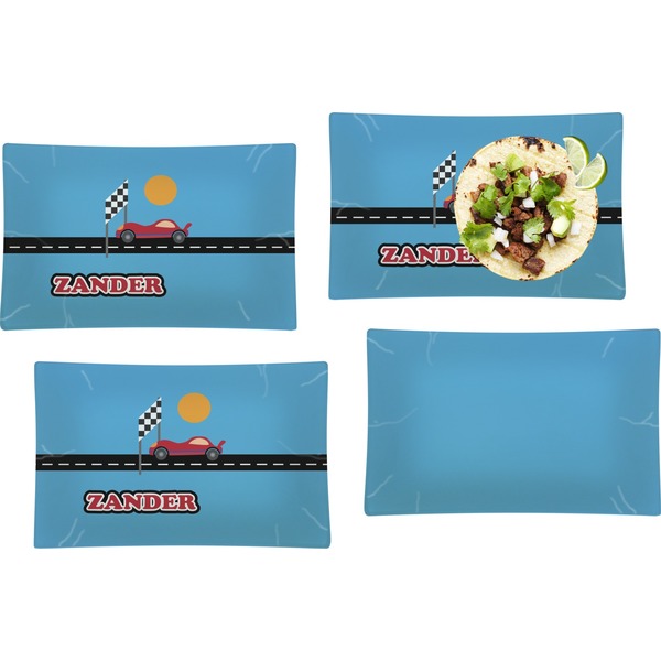 Race Car Set of Rectangular Dinner Plates