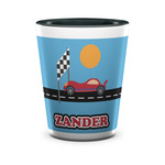Race Car Ceramic Shot Glass - 1.5 oz - Two Tone - Single (Personalized)
