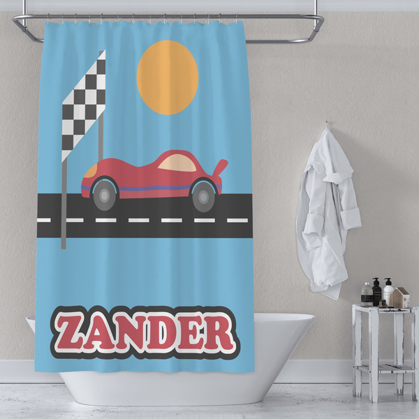 Race Car Shower Curtain Lifestyle