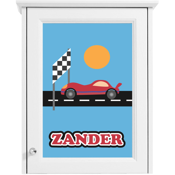 Race Car Single White Cabinet Decal