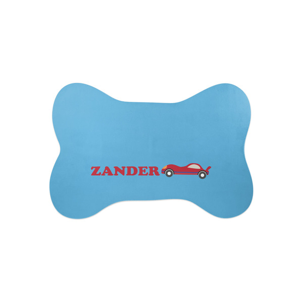 Custom Race Car Bone Shaped Dog Food Mat (Small) (Personalized)