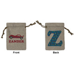 Race Car Small Burlap Gift Bag - Front & Back (Personalized)