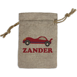 Race Car Small Burlap Gift Bag - Front (Personalized)