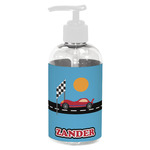 Race Car Plastic Soap / Lotion Dispenser (8 oz - Small - White) (Personalized)