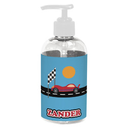 Race Car Plastic Soap / Lotion Dispenser (8 oz - Small - White) (Personalized)