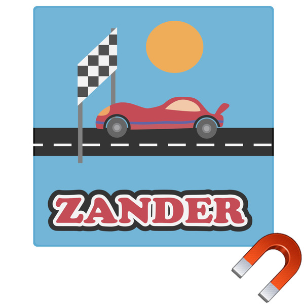 Custom Race Car Square Car Magnet - 10" (Personalized)