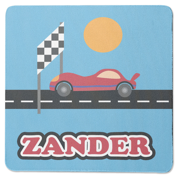 Custom Race Car Square Rubber Backed Coaster (Personalized)