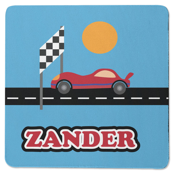 Custom Race Car Square Rubber Backed Coaster (Personalized)