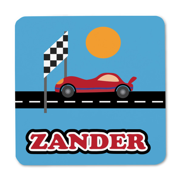 Race Car Square Fridge Magnet - FRONT
