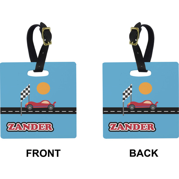 Race Car Square Luggage Tag (Front + Back)