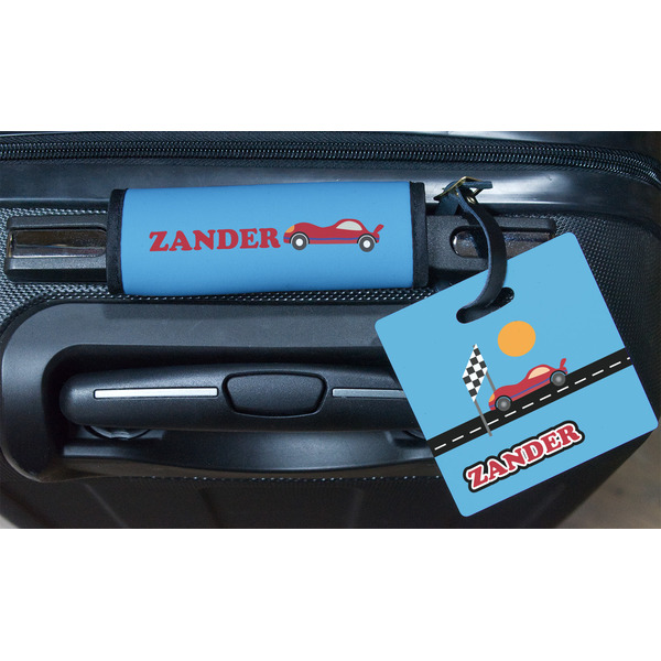 Race Car Square Luggage Tag & Handle Wrap - In Context