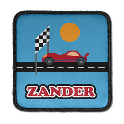 Race Car Iron On Square Patch w/ Name or Text