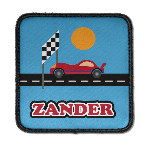 Custom Race Car Iron On Square Patch w/ Name or Text