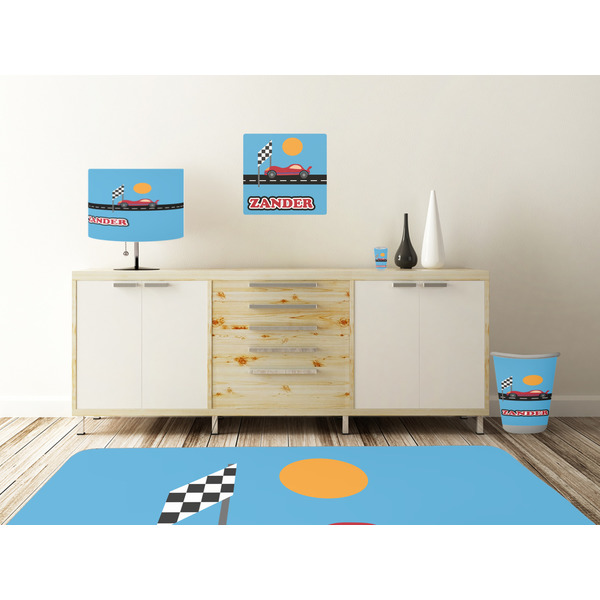 Race Car Square Wall Decal Wooden Desk