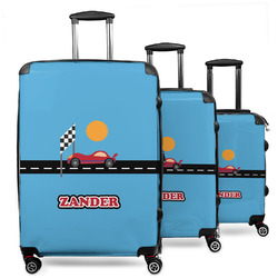 Race Car 3 Piece Luggage Set - 20" Carry On, 24" Medium Checked, 28" Large Checked (Personalized)