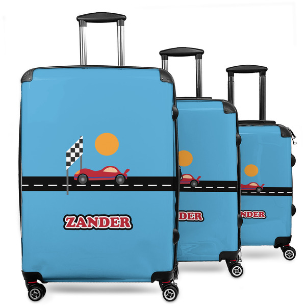 Custom Race Car 3 Piece Luggage Set - 20" Carry On, 24" Medium Checked, 28" Large Checked (Personalized)
