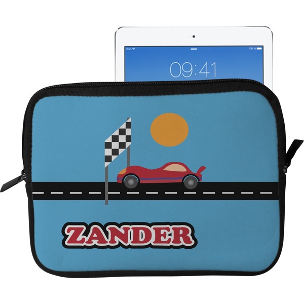 Custom Race Car Tablet Case / Sleeve - Large (Personalized)