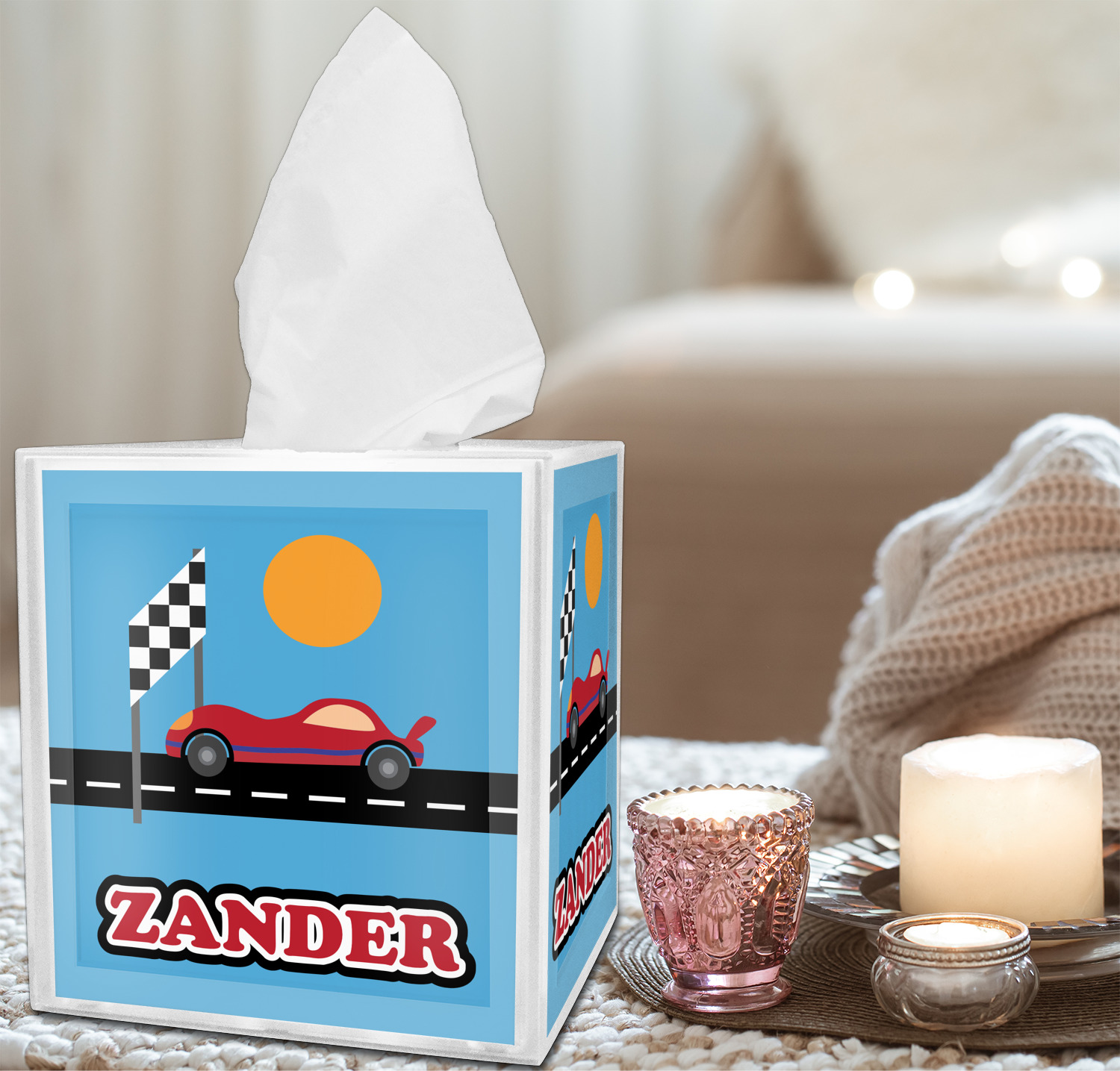 Custom Race Car Tissue Box Cover (Personalized) | YouCustomizeIt