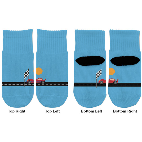 Race Car Toddler Ankle Socks - Double Pair - Front and Back - Apvl