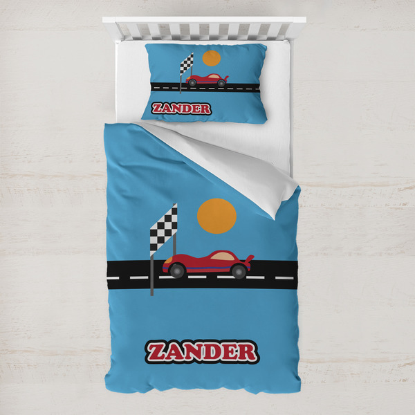 Custom Race Car Toddler Bedding Set - With Pillowcase (Personalized)