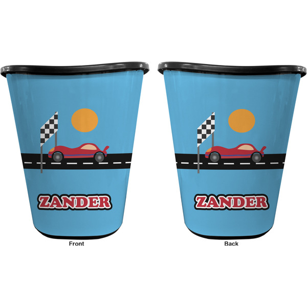 Race Car Trash Can Black - Front and Back - Apvl