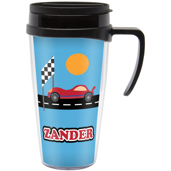Custom Race Car Acrylic Travel Mug with Handle (Personalized)