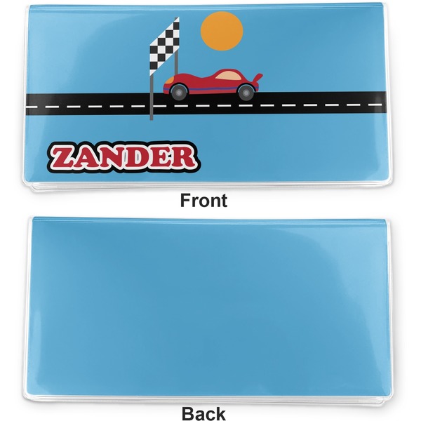 Race Car Vinyl Check Book Cover - Front and Back