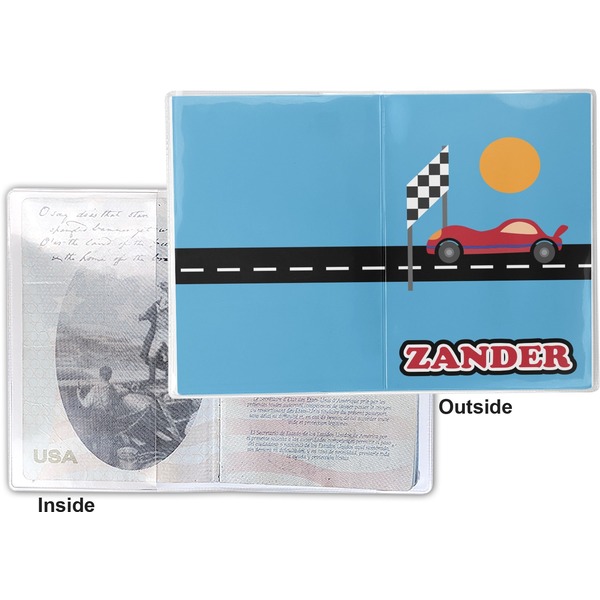 Race Car Vinyl Passport Holder - Flat Front and Back