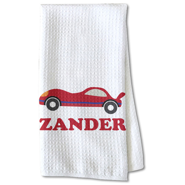 Custom Race Car Kitchen Towel - Waffle Weave - Partial Print (Personalized)