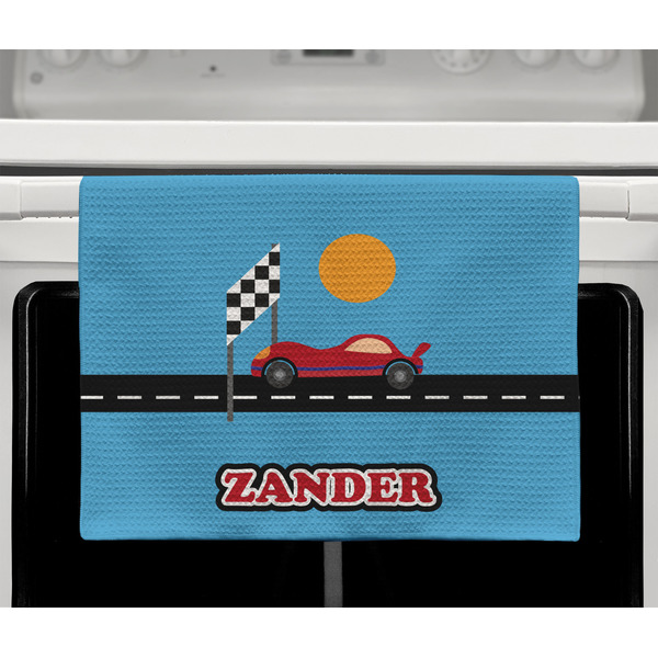 Race Car Waffle Weave Towel - Full Color Print - Lifestyle2 Image