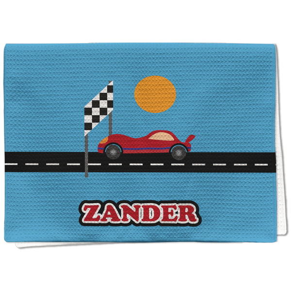 Custom Race Car Kitchen Towel - Waffle Weave - Full Color Print (Personalized)