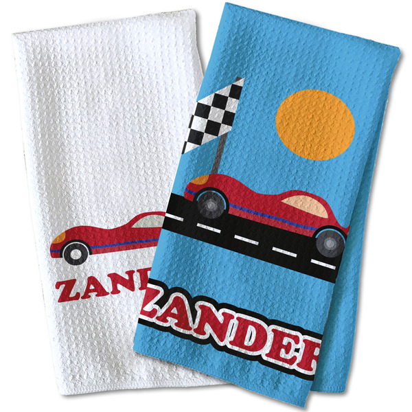 Race Car Waffle Weave Towels - Two Print Styles