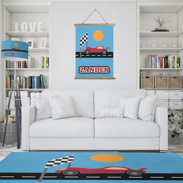 Race Car Wall Hanging Tapestry - Portrait - IN CONTEXT