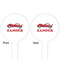 Race Car White Plastic 4" Food Pick - Round - Double Sided - Front & Back