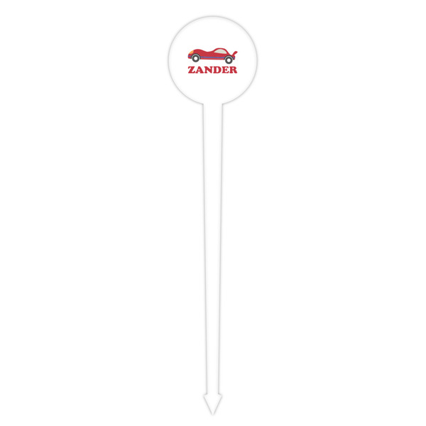 Race Car White Plastic 4" Food Pick - Round - Single Pick