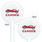 Race Car White Plastic 5.5" Stir Stick - Double Sided - Round - Front & Back