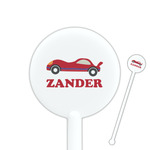 Race Car 5.5" Round Plastic Stir Sticks - White - Double Sided (Personalized)