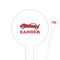 Race Car 6" Round Plastic Food Picks - White - Single Sided (Personalized)